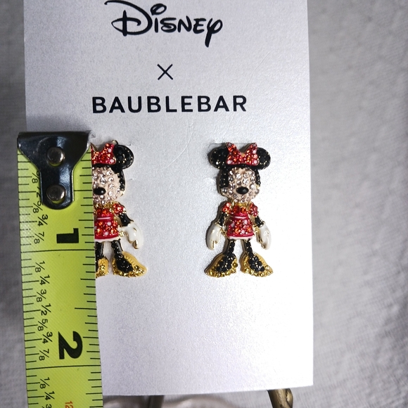 Disney × Baublebar Minnie Mouse Rhinestone Drop Dangle Earrings - Picture 3 of 5